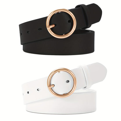 Women's Belt - PU Leather for 3-Pack Round Alloy Buckle Waist for Dresses Jeans Pants - product detail view 26