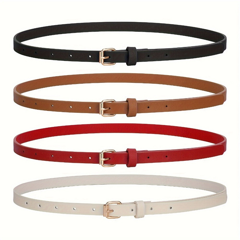 Women's Belt - PU Leather Set 4pcs for | Slim Waist for Dresses Jeans | Sweet Fashion - product detail view 5