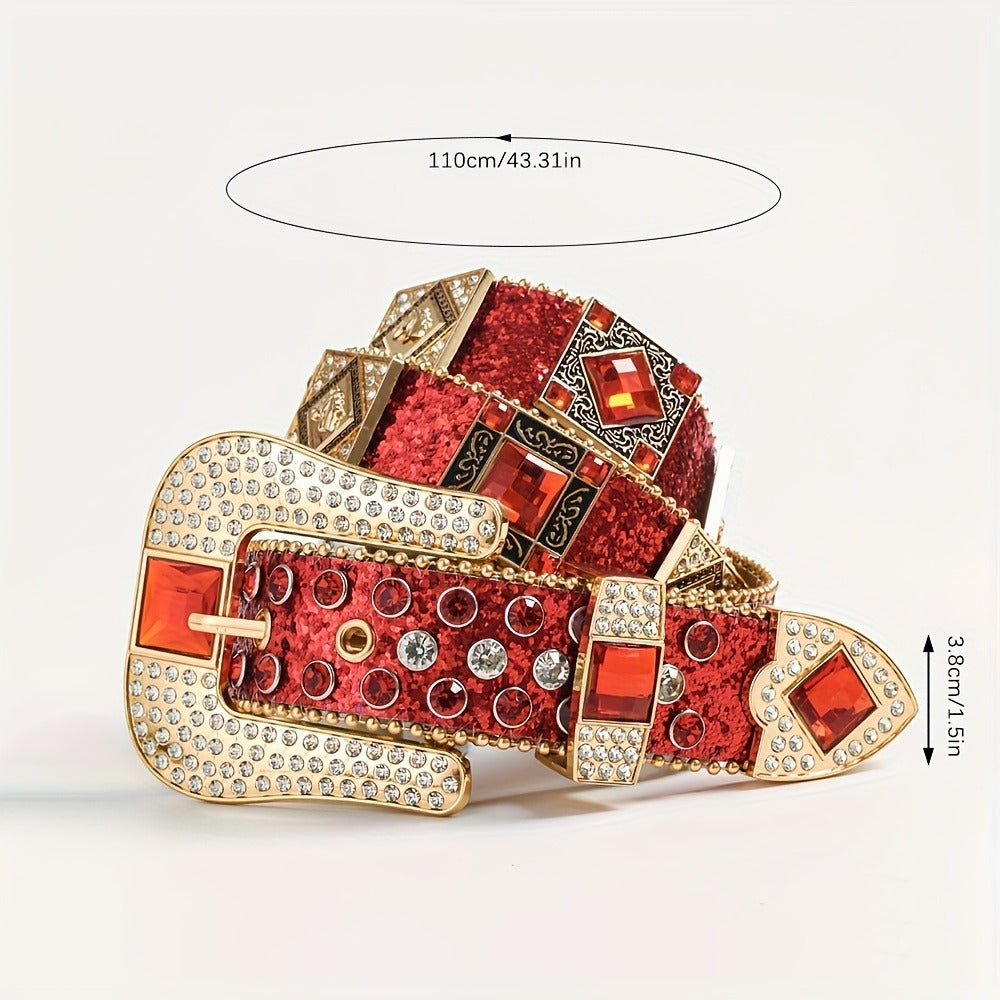 Women's Belt - Punk Rhinestone for | Rock & Roll Inlaid Crystal Waist | European American - product detail view 2