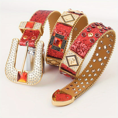 Women's Belt - Punk Rhinestone for | Rock & Roll Inlaid Crystal Waist | European American - product detail view 6