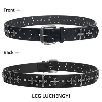 Women's Belt - Punk Studded Y2K Rivet Gothic Cross Rivet Metal Alloy Buckle Waist for - product detail view 2