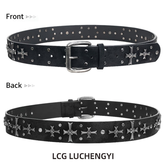 Women's Belt - Punk Studded Y2K Rivet Gothic Cross Rivet Metal Alloy Buckle Waist for - product detail view 2