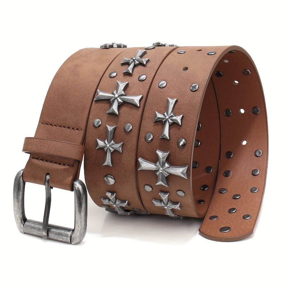 Women's Belt - Punk Studded Y2K Rivet Gothic Cross Rivet Metal Alloy Buckle Waist for - product detail view 6