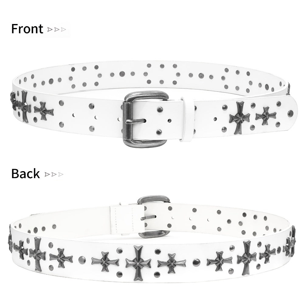 Women's Belt - Punk Studded Y2K Rivet Gothic Cross Rivet Metal Alloy Buckle Waist for - product detail view 10