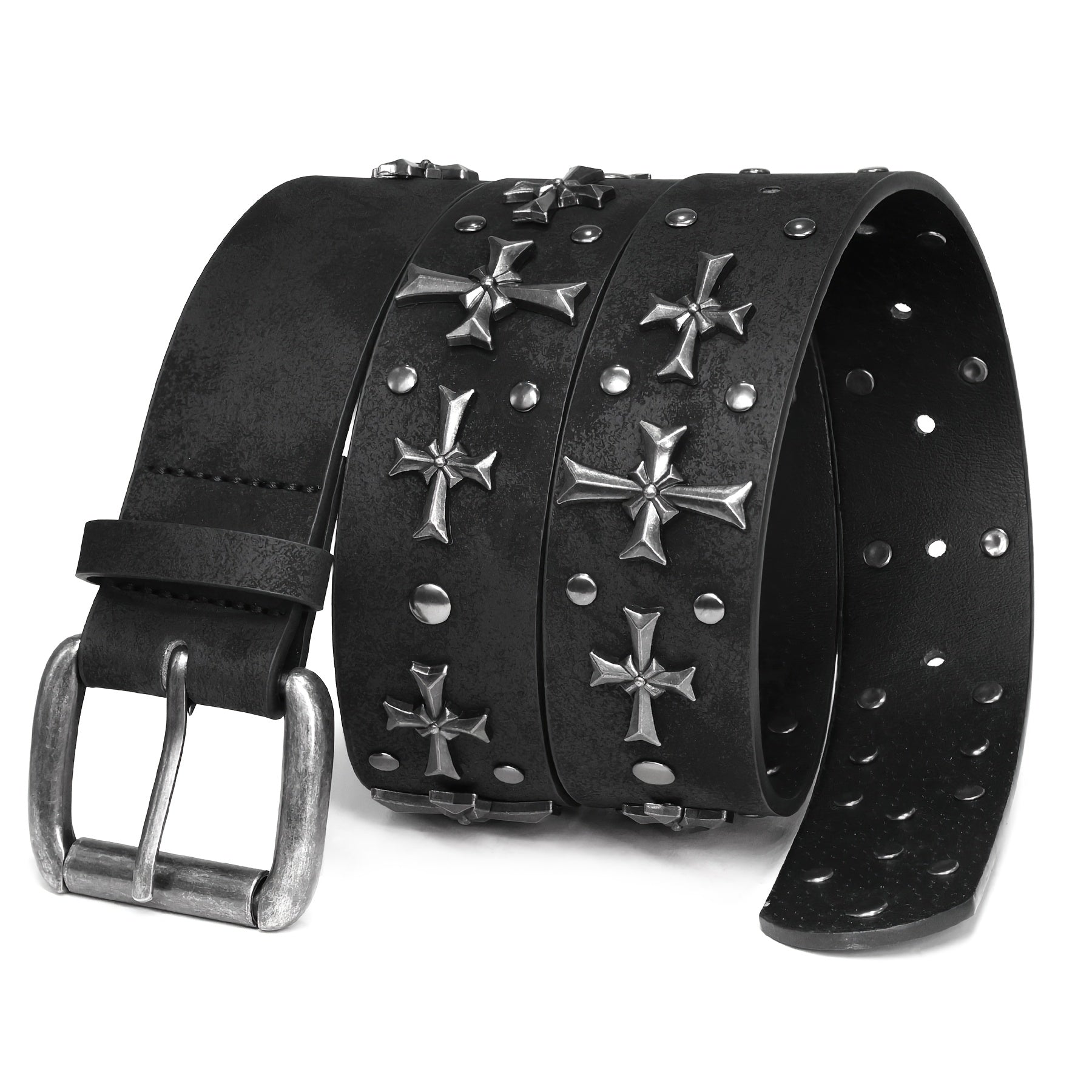 Women's Belt - Punk Studded Y2K Rivet Gothic Cross Rivet Metal Alloy Buckle Waist for - product detail view 13