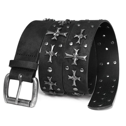 Women's Belt - Punk Studded Y2K Rivet Gothic Cross Rivet Metal Alloy Buckle Waist for - product detail view 13
