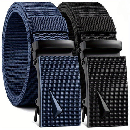 Men's Belt - Ratchet for 2 Pack Automatic Buckle No-Hole Adjustable Nylon Woven Slide - main product view