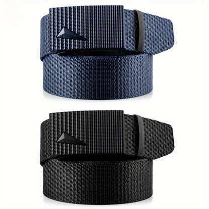 Men's Belt - Ratchet for 2 Pack Automatic Buckle No-Hole Adjustable Nylon Woven Slide - product detail view 2