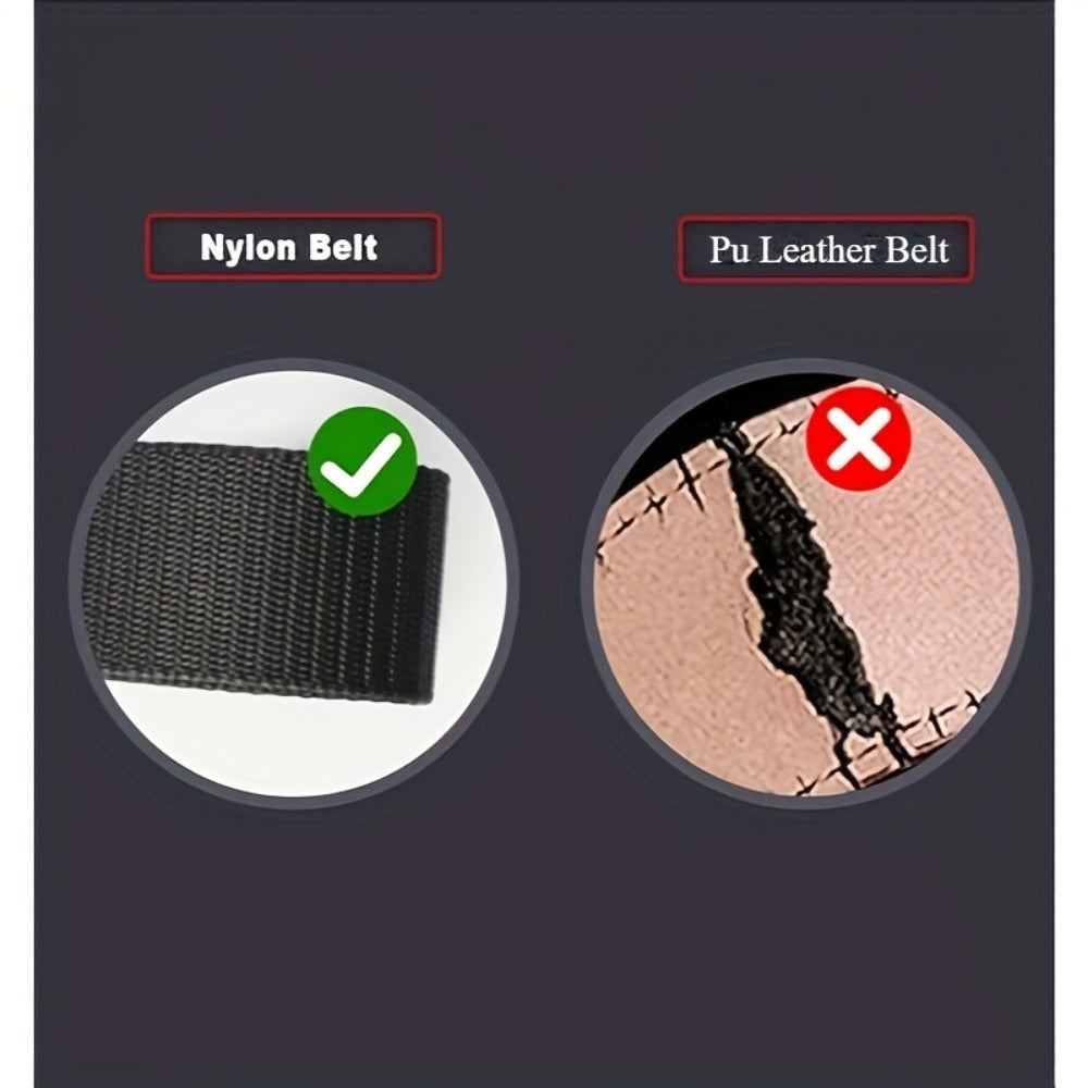 Men's Belt - Ratchet for 2 Pack Automatic Buckle No-Hole Adjustable Nylon Woven Slide - product detail view 3