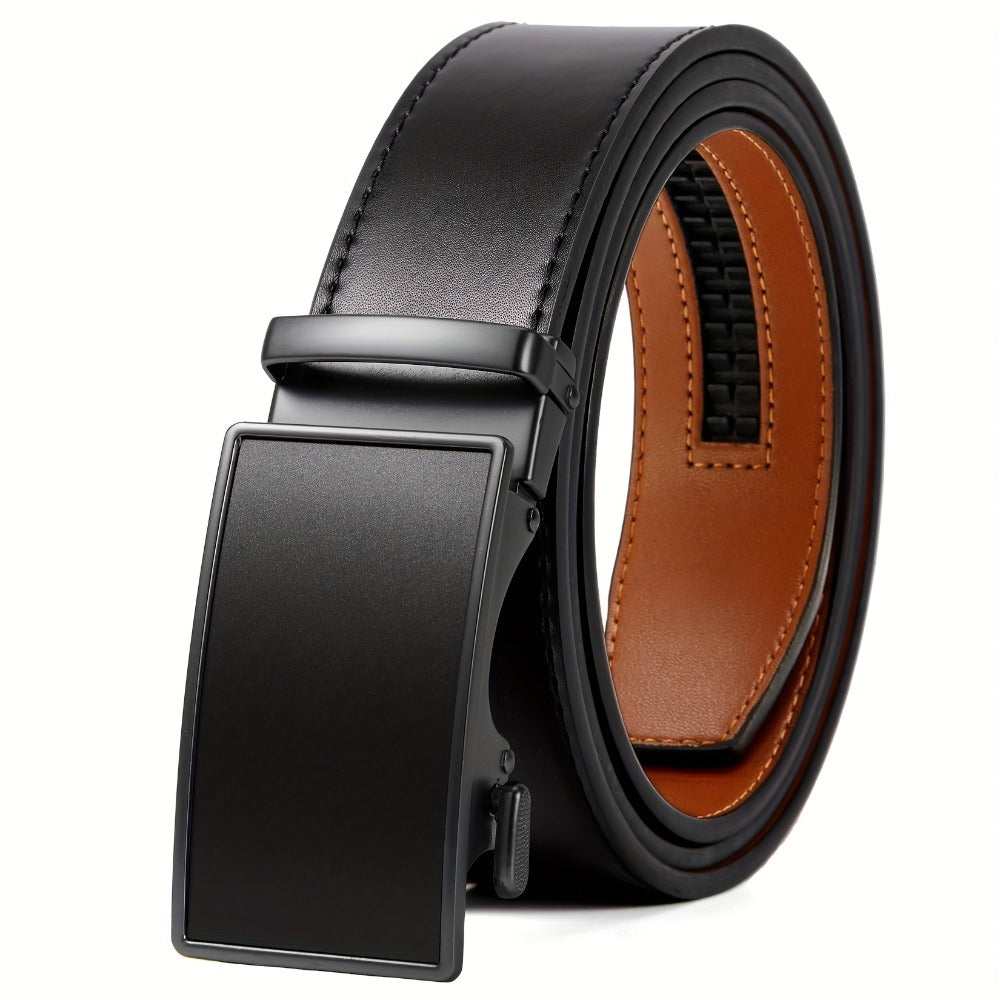 Men's Belt - Ratchet for 35mm Genuine Leather No-Hole Adjustable with Automatic Buckle - product detail view 5