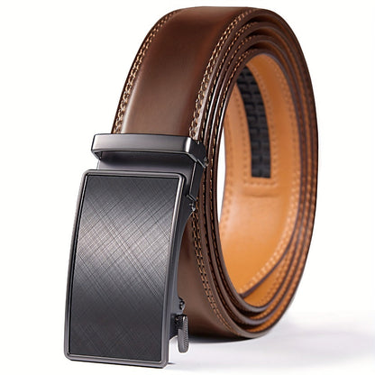 Men's Belt - Ratchet for 35mm Genuine Leather No-Hole Adjustable with Automatic Buckle - product detail view 9