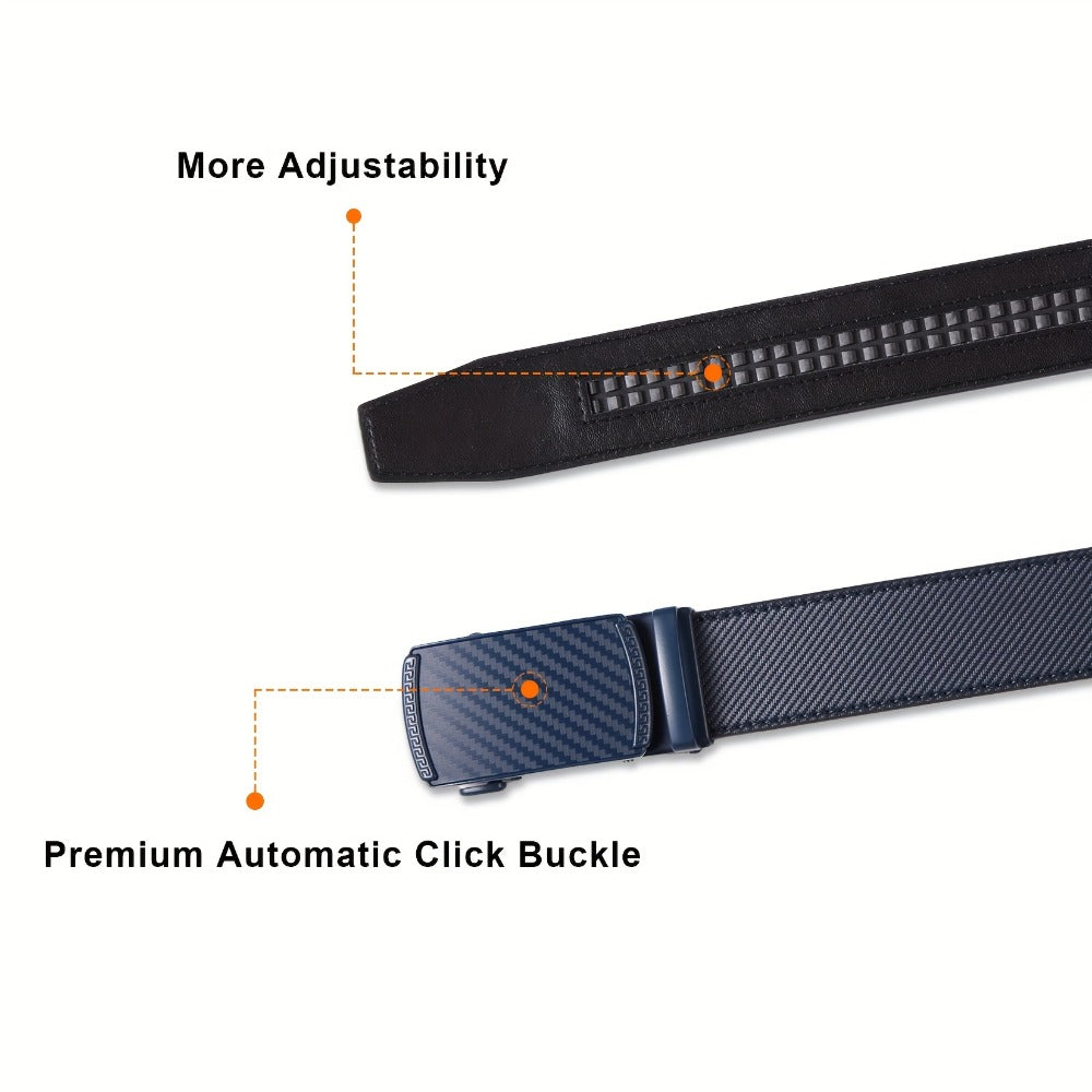 Men's Belt - Ratchet for 35mm Genuine Leather No-Hole Adjustable with Automatic Buckle - product detail view 17