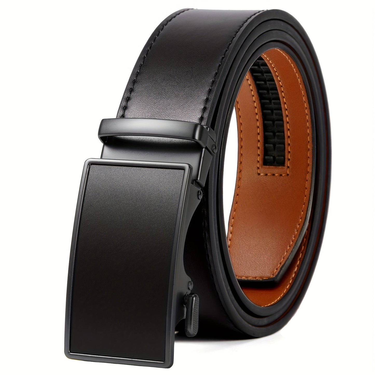 Men's Belt - Ratchet for 35mm Genuine Leather No-Hole Adjustable with Automatic Buckle - product detail view 24