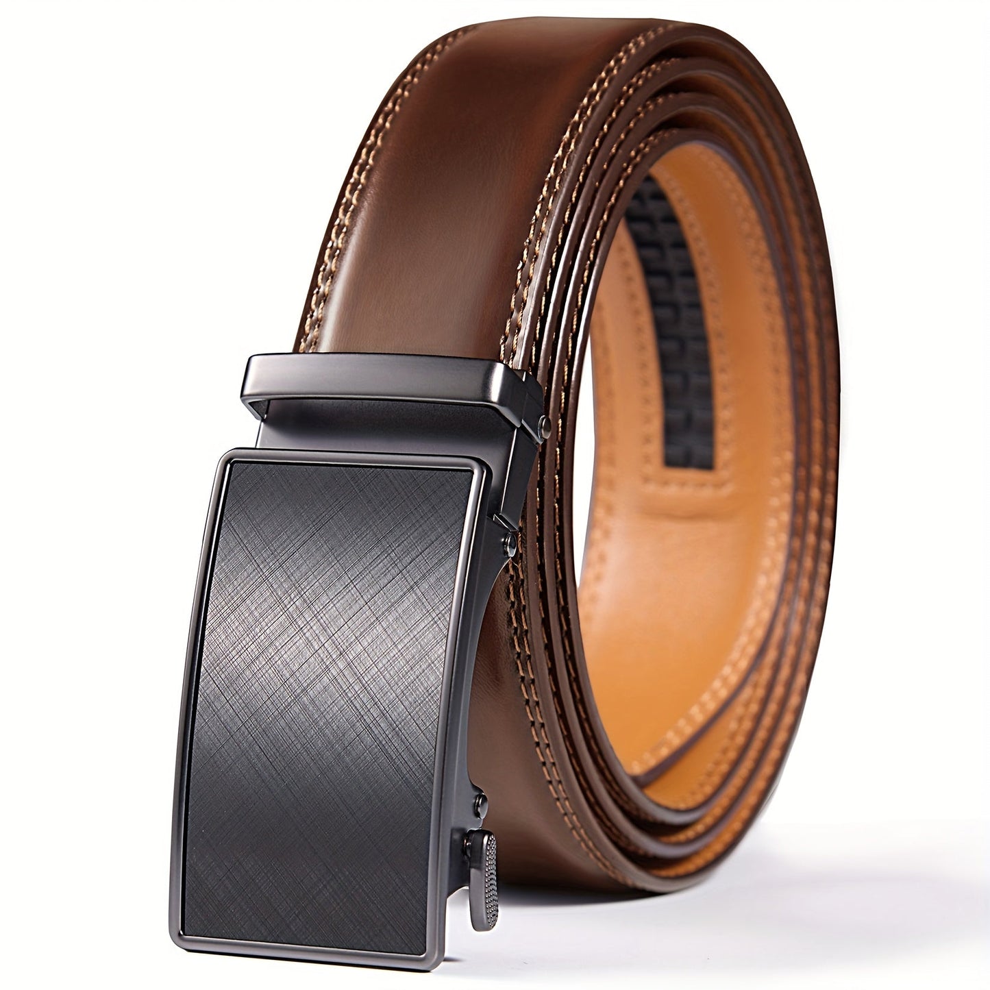 Men's Belt - Ratchet for 35mm Genuine Leather No-Hole Adjustable with Automatic Buckle - product detail view 26