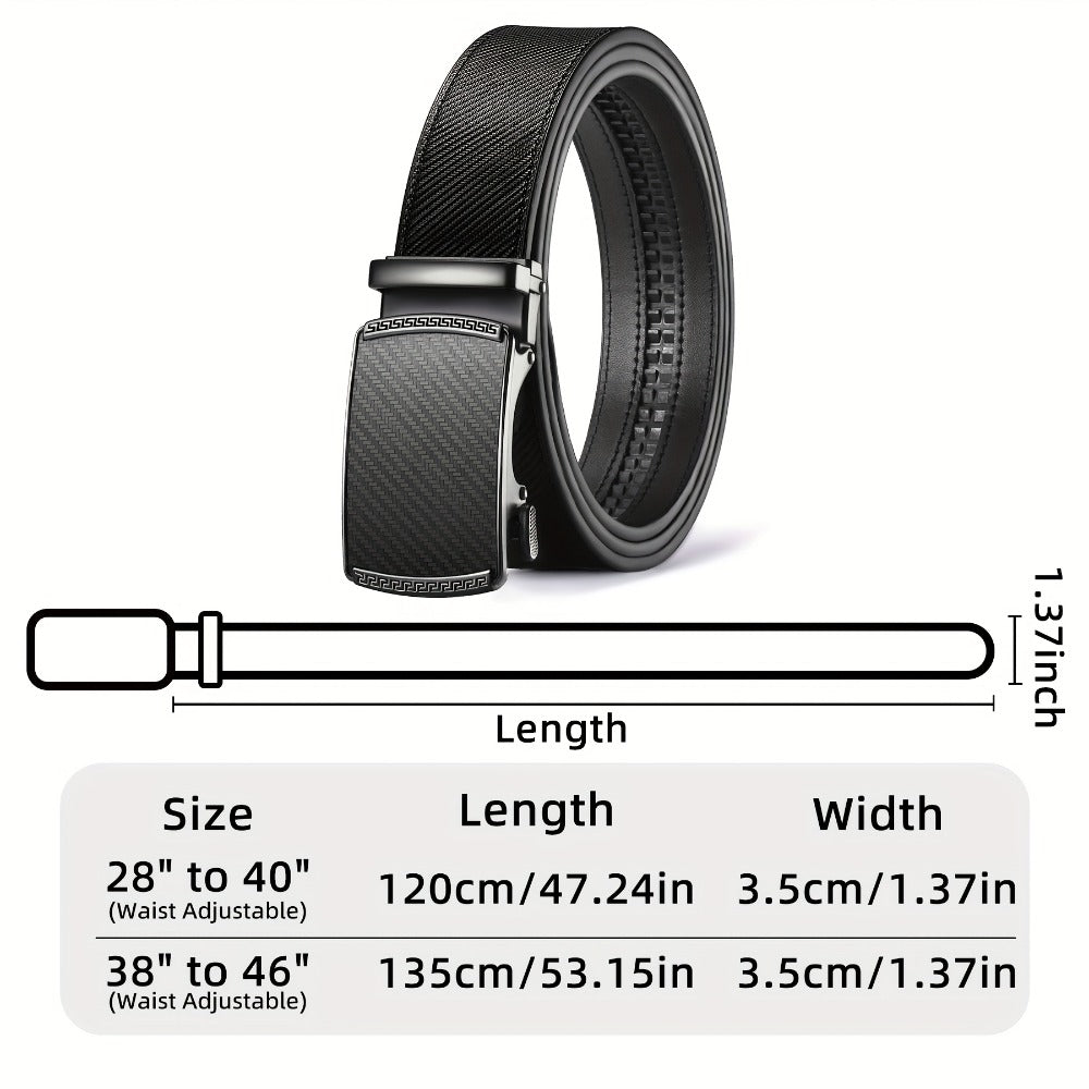 Men's Belt - Ratchet for Premium Leather Slide Automatic Click Buckle No-Hole - product detail view 2