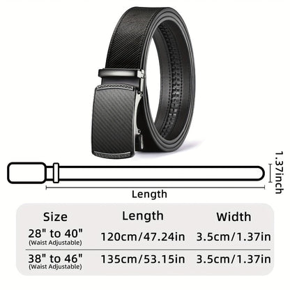 Men's Belt - Ratchet for Premium Leather Slide Automatic Click Buckle No-Hole - product detail view 2