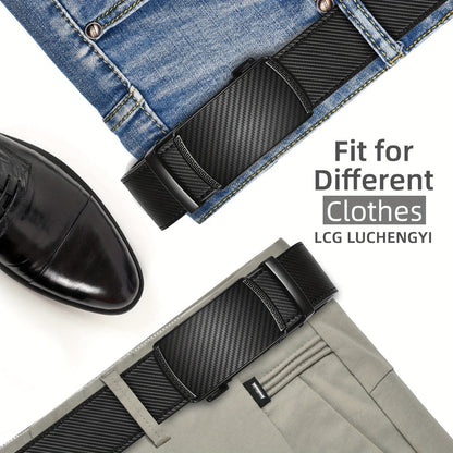 Men's Belt - Ratchet for Premium Leather Slide Automatic Click Buckle No-Hole - product detail view 4