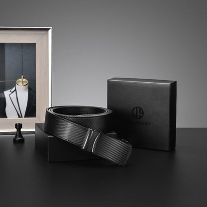 Men's Belt - Ratchet for Premium Leather Slide Automatic Click Buckle No-Hole - product detail view 9