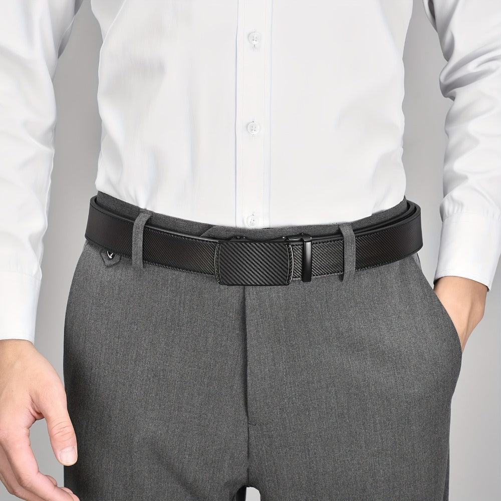 Men's Belt - Ratchet for Premium Leather Slide Automatic Click Buckle No-Hole - product detail view 13
