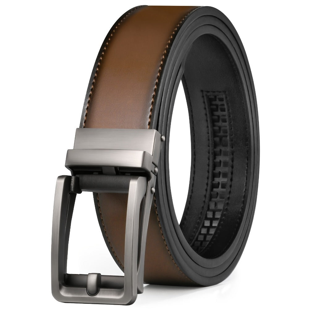 Men's Belt - Ratchet for Premium Leather Slide Automatic Click Buckle No-Hole - product detail view 16