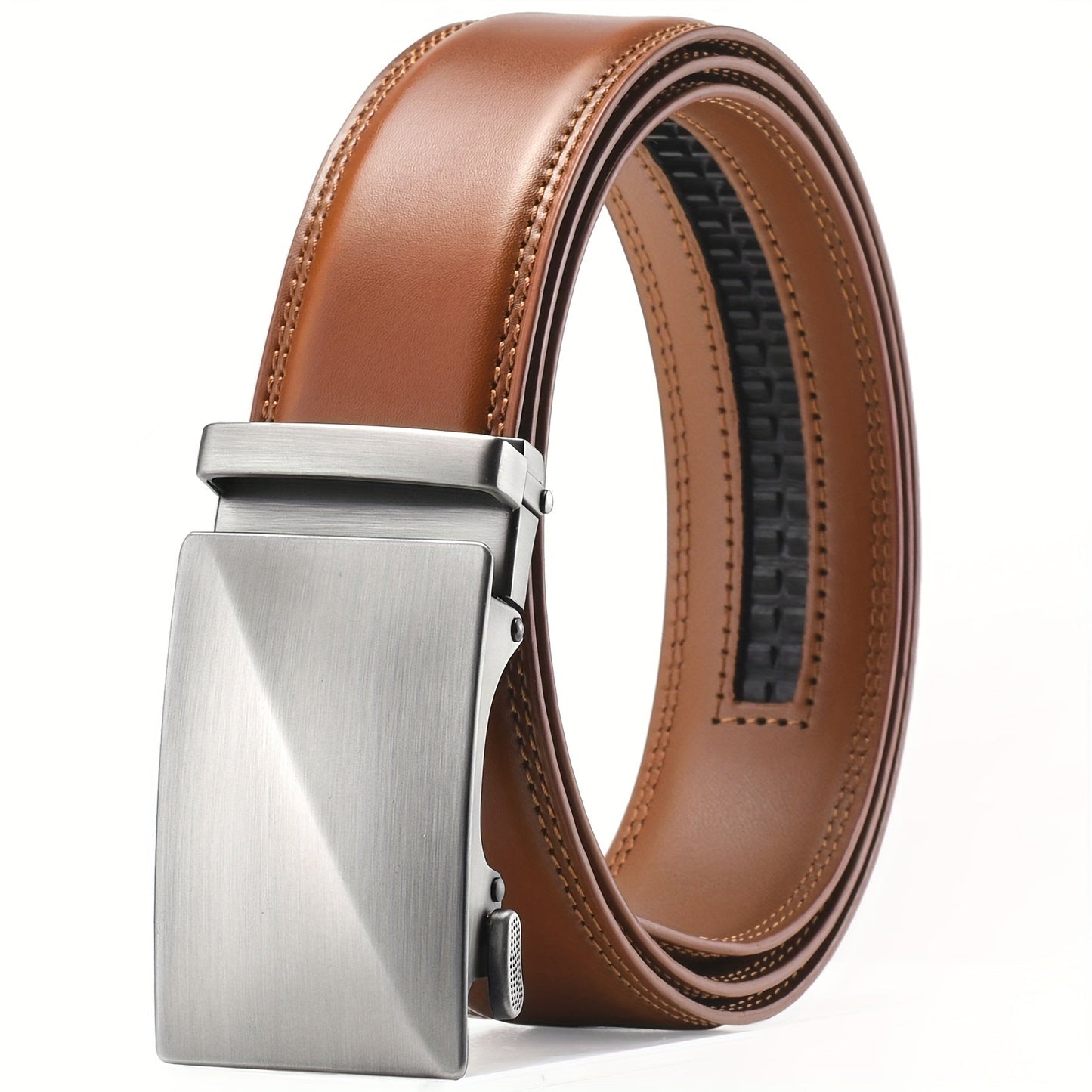 Men's Belt - Ratchet for Premium Leather Slide Automatic Click Buckle No-Hole - product detail view 18
