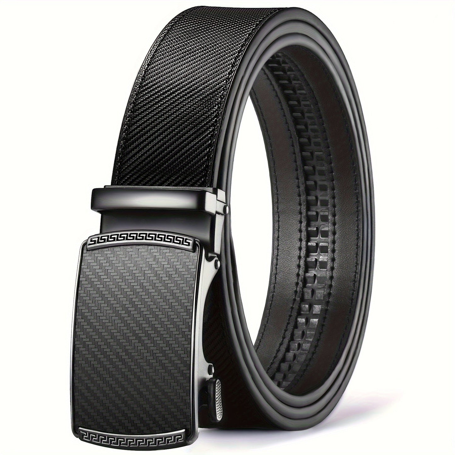 Men's Belt - Ratchet for Premium Leather Slide Automatic Click Buckle No-Hole - product detail view 19