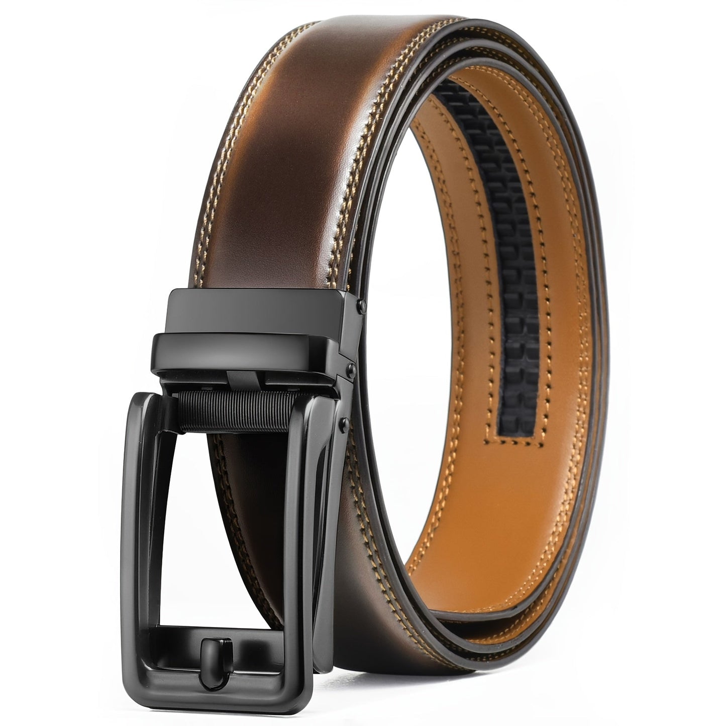 Men's Belt - Ratchet for Premium Leather Slide Automatic Click Buckle No-Hole - product detail view 25