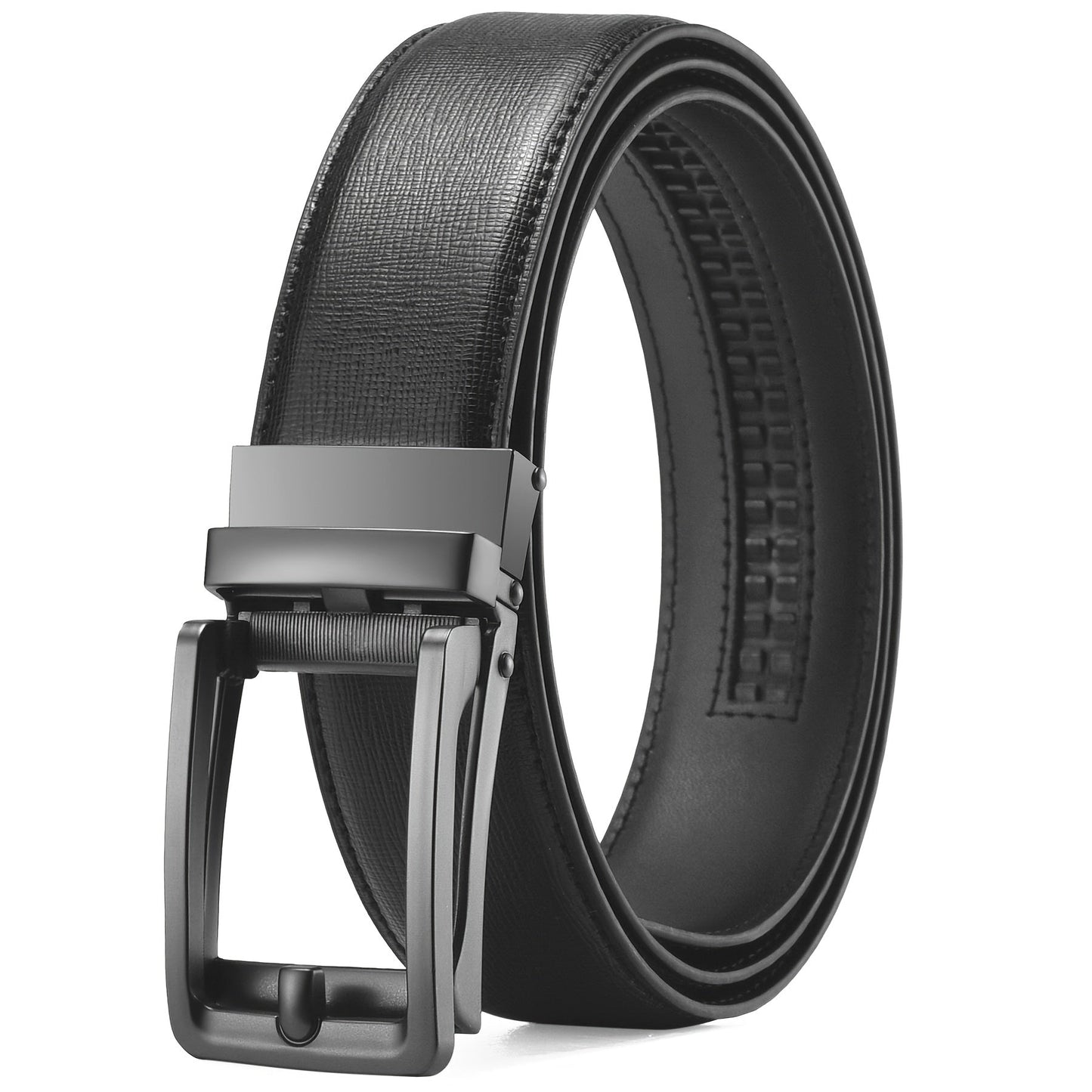 Men's Belt - Ratchet for Premium Leather Slide Automatic Click Buckle No-Hole - product detail view 27