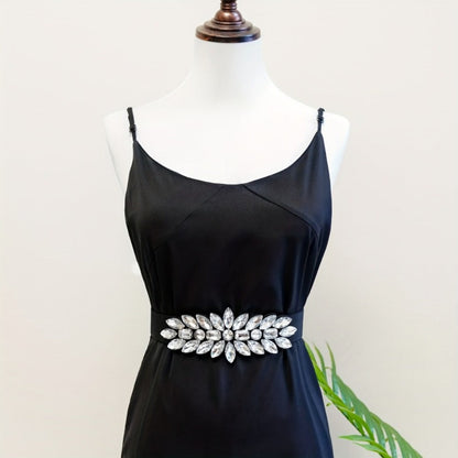 Women's Belt - Rhinestone Beaded Stretch for Shiny Big Glass Gem Exaggerated Glamour - product detail view 4