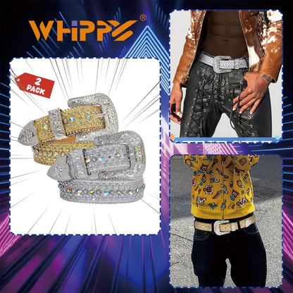 Men's Belt - Rhinestone Bling Waist Chain Body Chain for Women Sparkling Crystal Sequin - product detail view 3