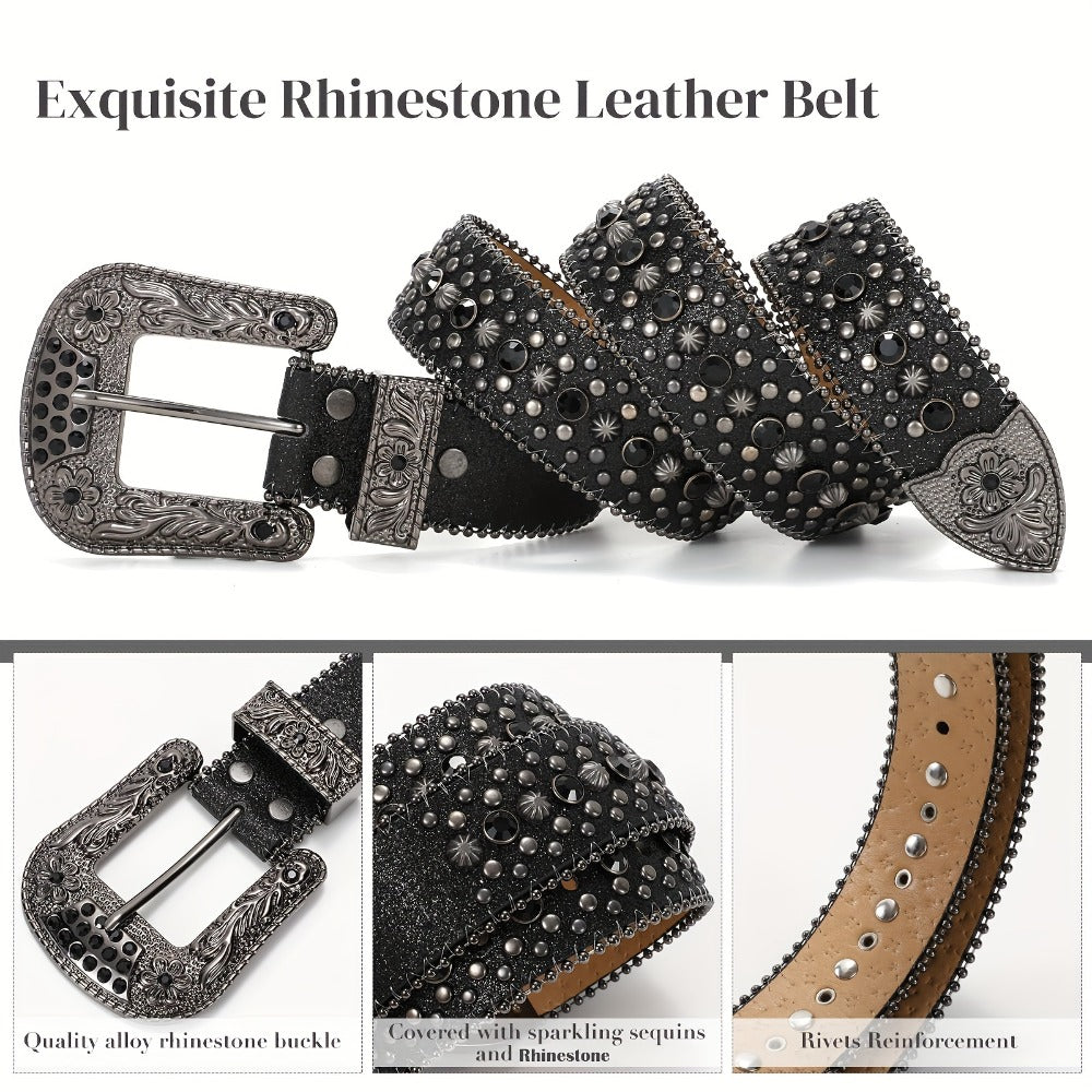 Men's Belt - Rhinestone Bling Waist Chain Body Chain for Women Sparkling Crystal Sequin - product detail view 6