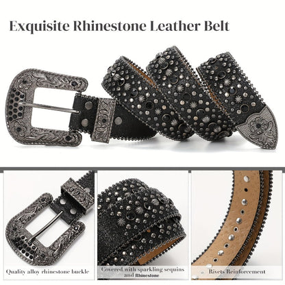 Men's Belt - Rhinestone Bling Waist Chain Body Chain for Women Sparkling Crystal Sequin - product detail view 6