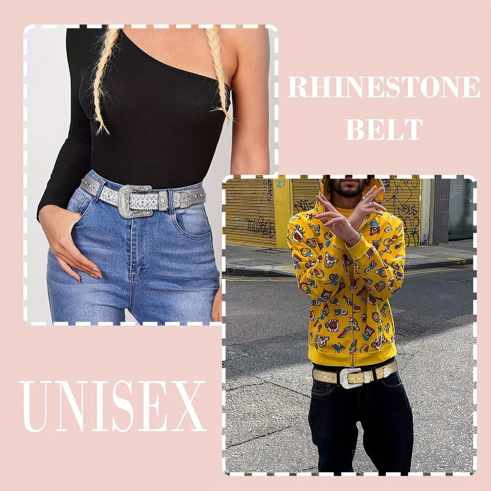 Men's Belt - Rhinestone Bling Waist Chain Body Chain for Women Sparkling Crystal Sequin - product detail view 8
