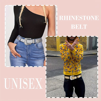 Men's Belt - Rhinestone Bling Waist Chain Body Chain for Women Sparkling Crystal Sequin - product detail view 8