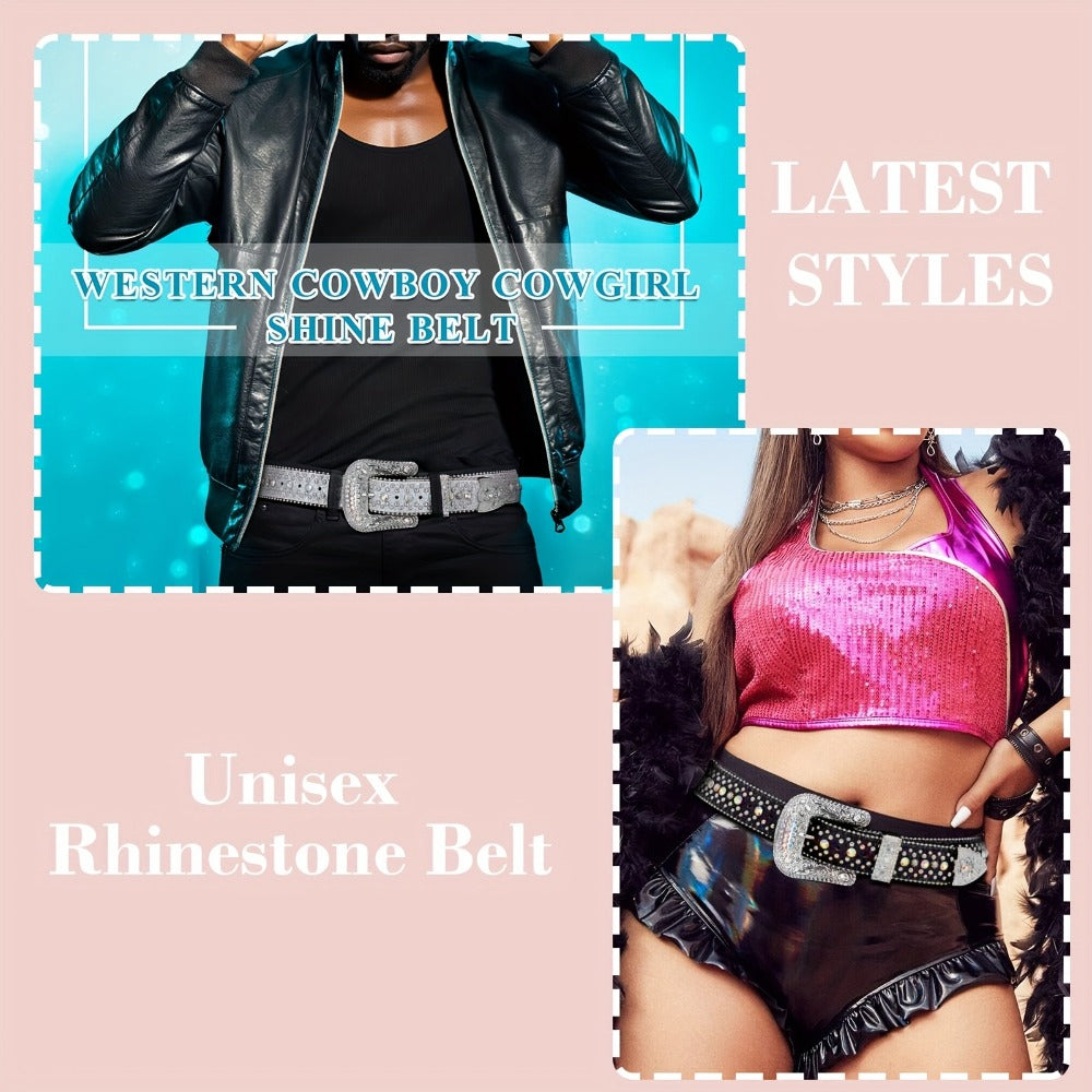 Men's Belt - Rhinestone Bling Waist Chain Body Chain for Women Sparkling Crystal Sequin - product detail view 10