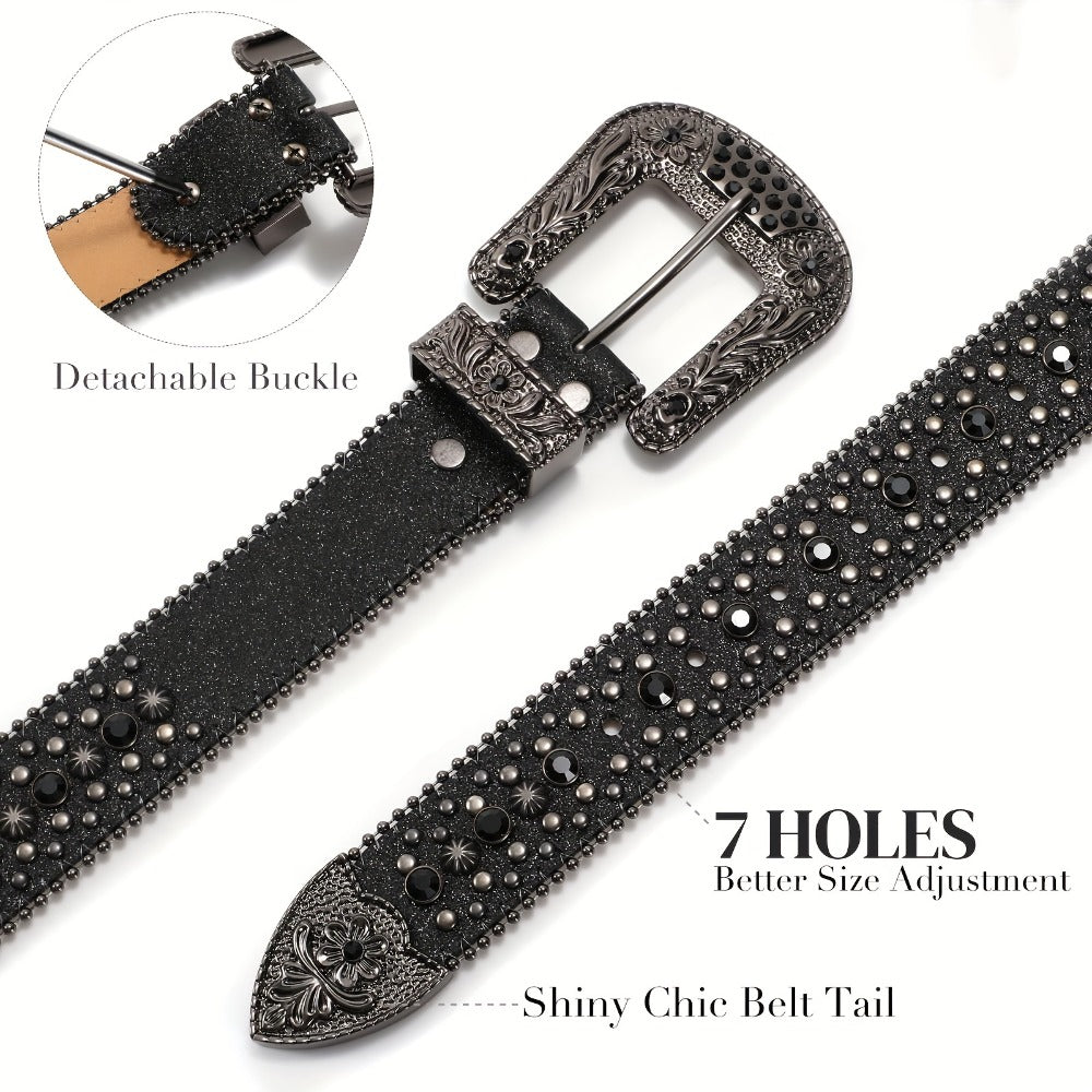 Men's Belt - Rhinestone Bling Waist Chain Body Chain for Women Sparkling Crystal Sequin - product detail view 24