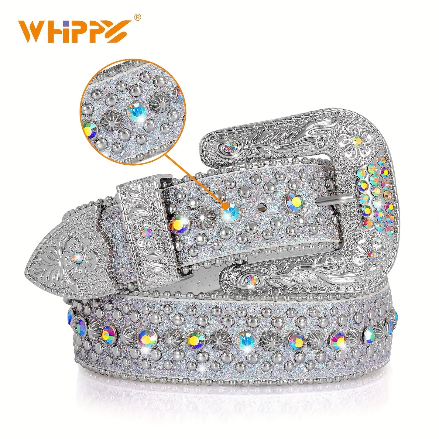 Men's Belt - Rhinestone Bling Waist Chain Body Chain for Women Sparkling Crystal Sequin - product detail view 34