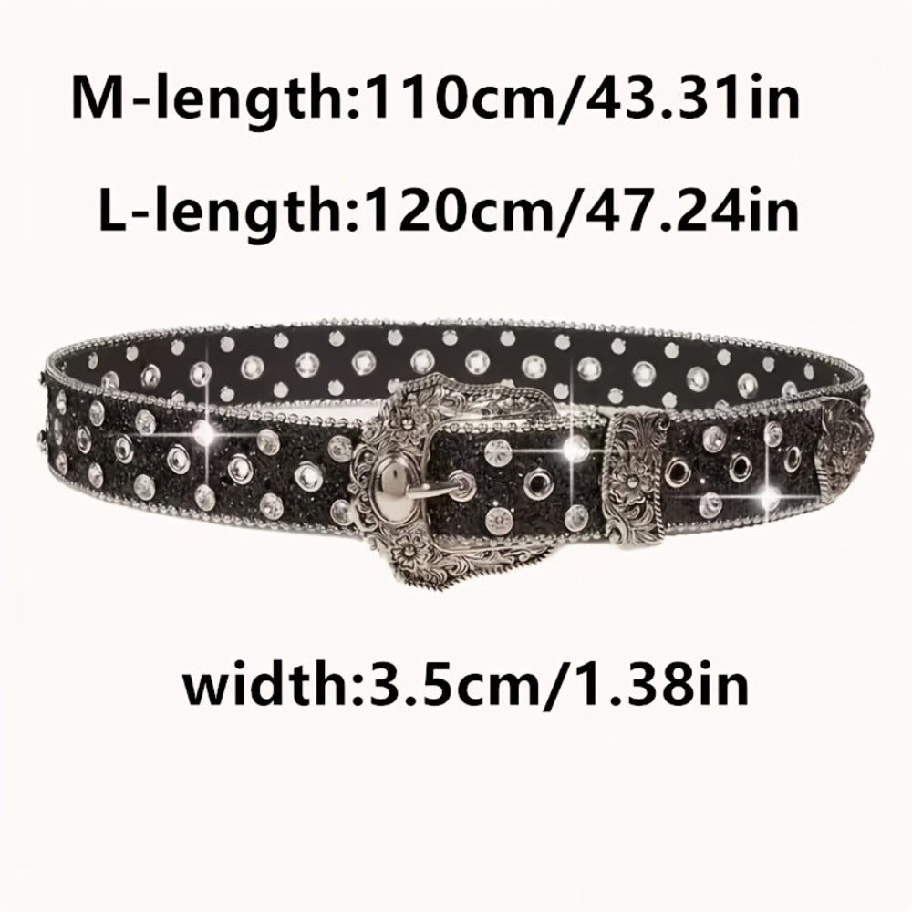 Women's Belt - Rhinestone Chain for | Sparkly Sequin Waist with Rivet Decorations & - product detail view 6