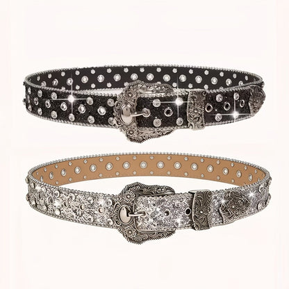 Women's Belt - Rhinestone Chain for | Sparkly Sequin Waist with Rivet Decorations & - product detail view 8