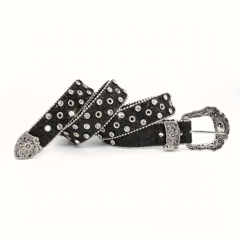 Women's Belt - Rhinestone Chain for | Sparkly Sequin Waist with Rivet Decorations & - product detail view 9