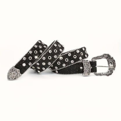 Women's Belt - Rhinestone Chain for | Sparkly Sequin Waist with Rivet Decorations & - product detail view 9
