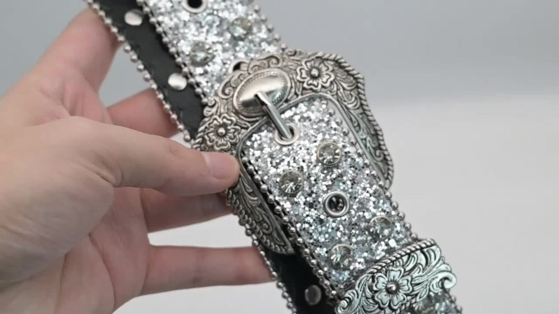Women's Belt - Rhinestone Chain for | Sparkly Sequin Waist with Rivet Decorations & - product detail view 10