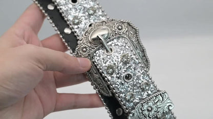 Women's Belt - Rhinestone Chain for | Sparkly Sequin Waist with Rivet Decorations & - product detail view 10