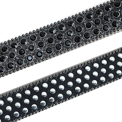 Women's Belt - Rhinestone Crystal Studded Punk Hip Hop Gothic Adjustable Waist for Jeans - product detail view 2