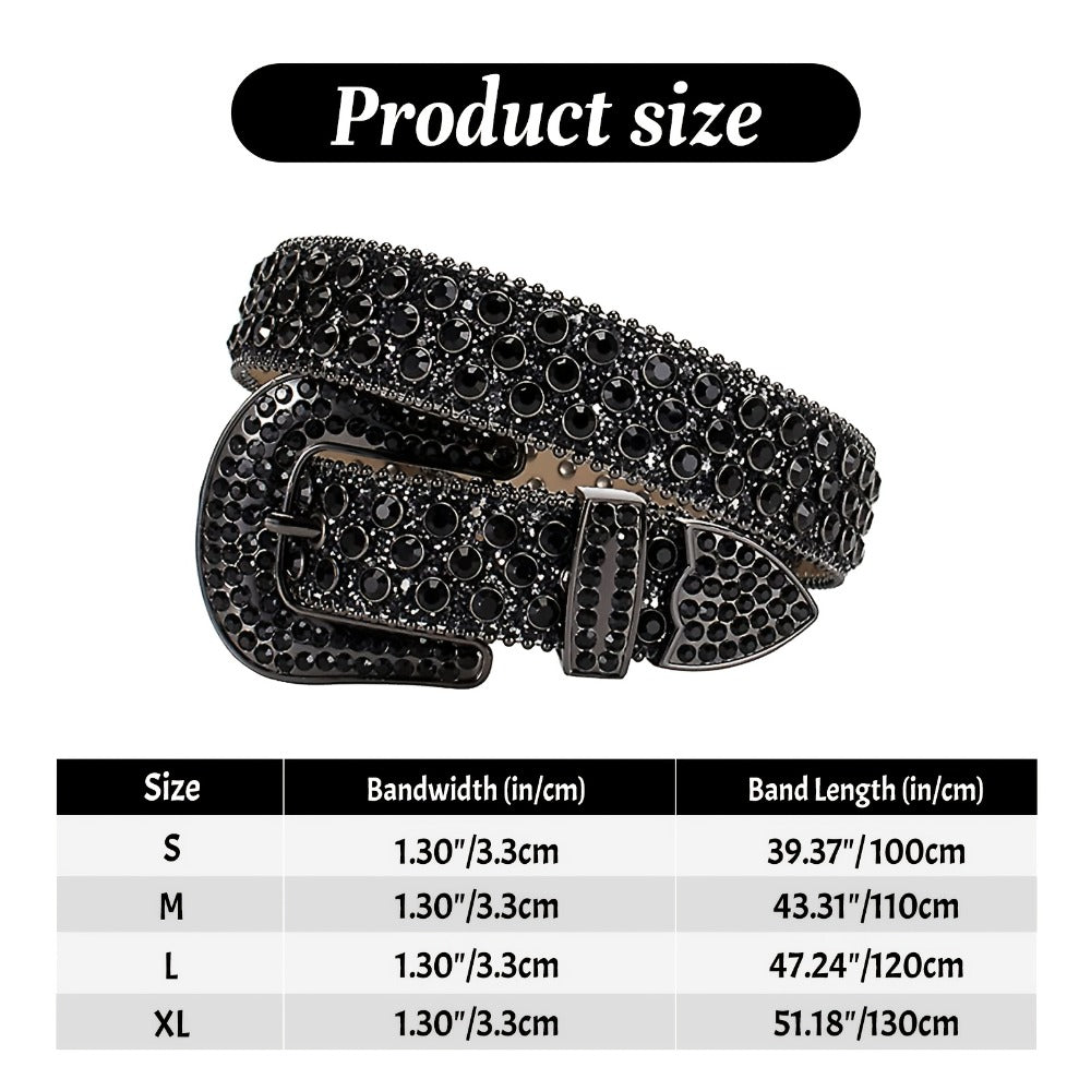 Women's Belt - Rhinestone Crystal Studded Punk Hip Hop Gothic Adjustable Waist for Jeans - product detail view 6