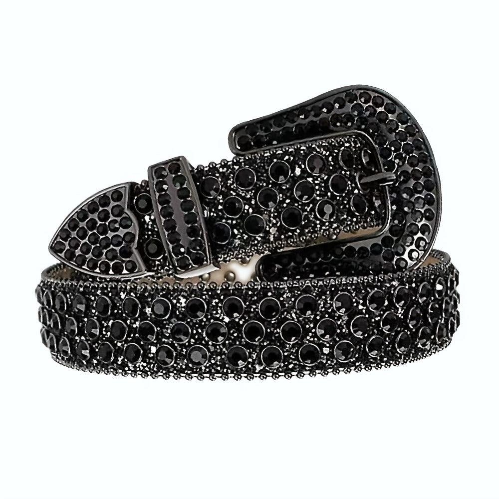 Women's Belt - Rhinestone Crystal Studded Punk Hip Hop Gothic Adjustable Waist for Jeans - product detail view 7
