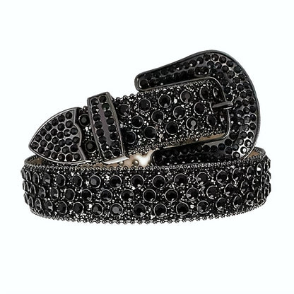 Women's Belt - Rhinestone Crystal Studded Punk Hip Hop Gothic Adjustable Waist for Jeans - product detail view 7