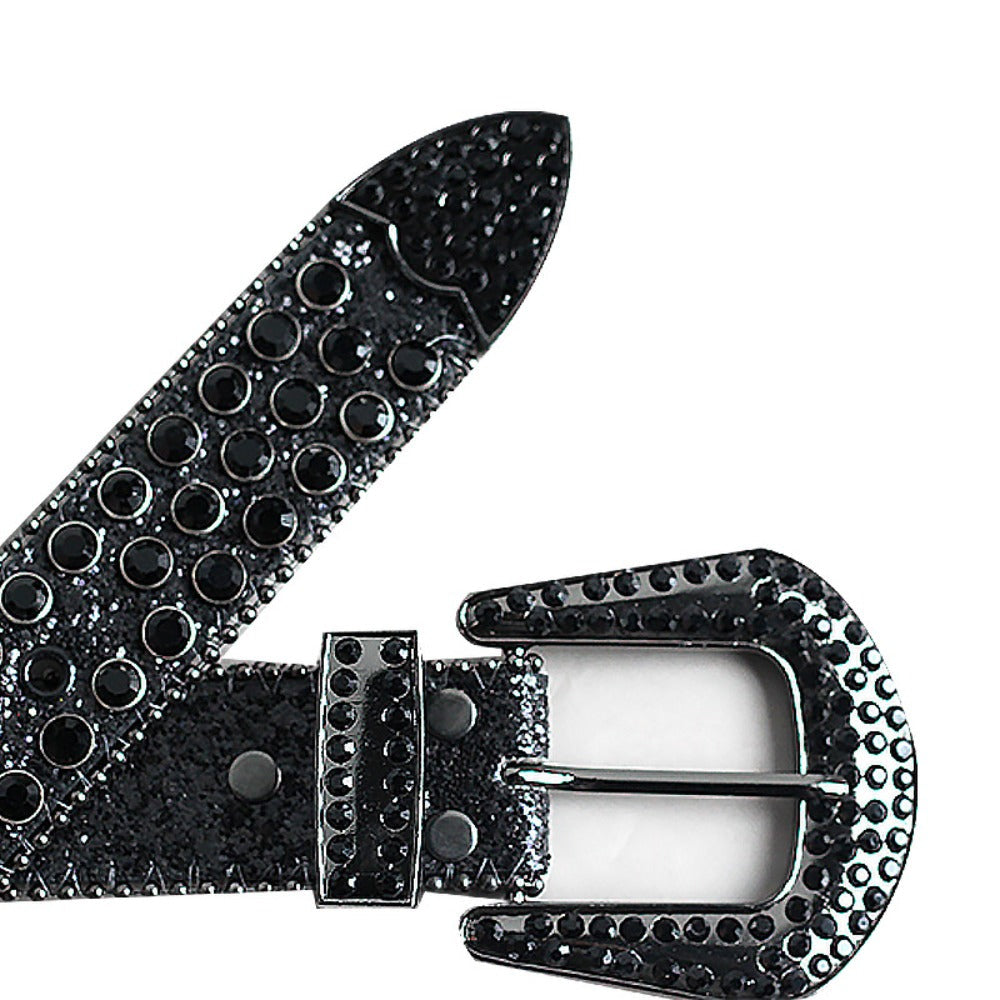 Women's Belt - Rhinestone Crystal Studded Punk Hip Hop Gothic Adjustable Waist for Jeans - product detail view 8