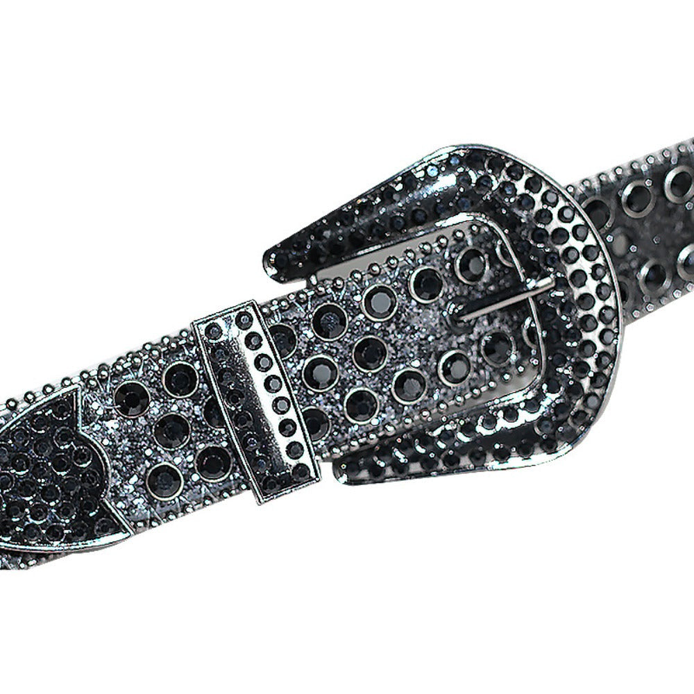 Women's Belt - Rhinestone Crystal Studded Punk Hip Hop Gothic Adjustable Waist for Jeans - product detail view 10