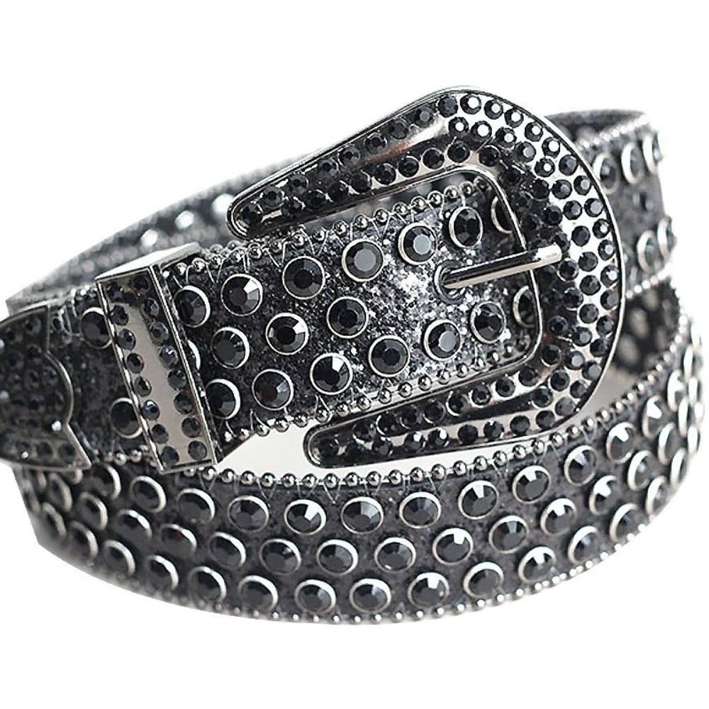 Women's Belt - Rhinestone Crystal Studded Punk Hip Hop Gothic Adjustable Waist for Jeans - product detail view 11